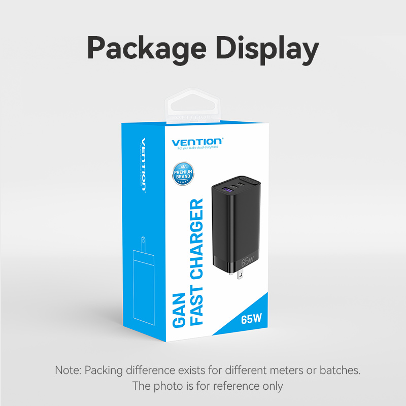 Vention 65W GaN 3 Port USB Type C Fast Charger Quick Charge 4.0 3.0 Type C PD USB Charger for iPhone 15 14 13 Pro Max Samsung S23 S22. 