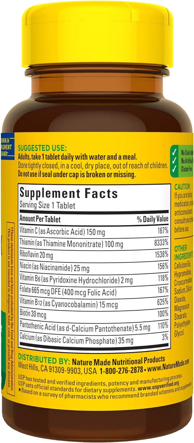 Nature Made Super B Complex with Vitamin C and Folic Acid-60 counts. 