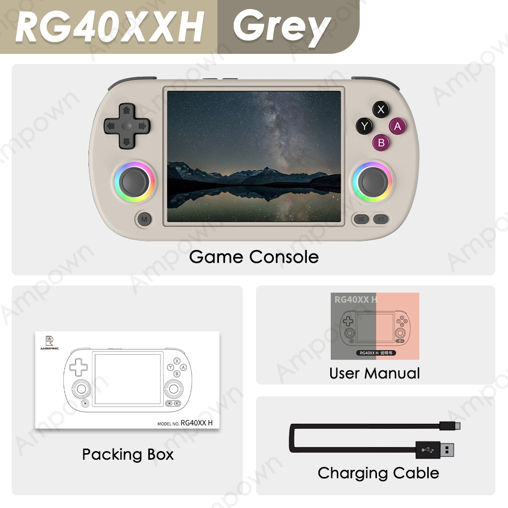 Anbernic RG40XXH Handheld Game Console RG40XX H Video Player Trimui Console 4' Screen Linux System Joystick Rgb Lighting Effect. 