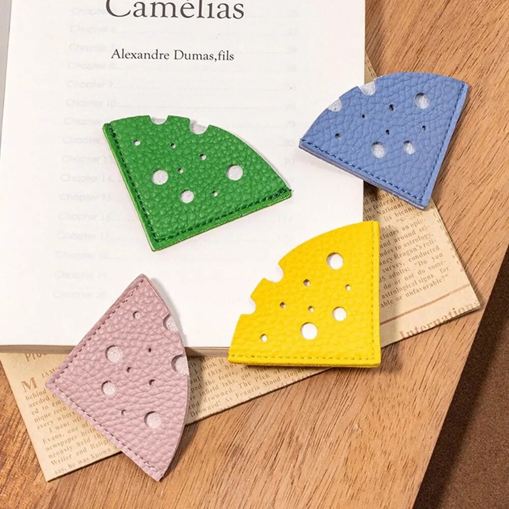 Pagination Mark Cheese Shape Bookmark Multi-color PU Leather Book Reading Sorter Reading Bookmark Handcrated Book Paginator. 