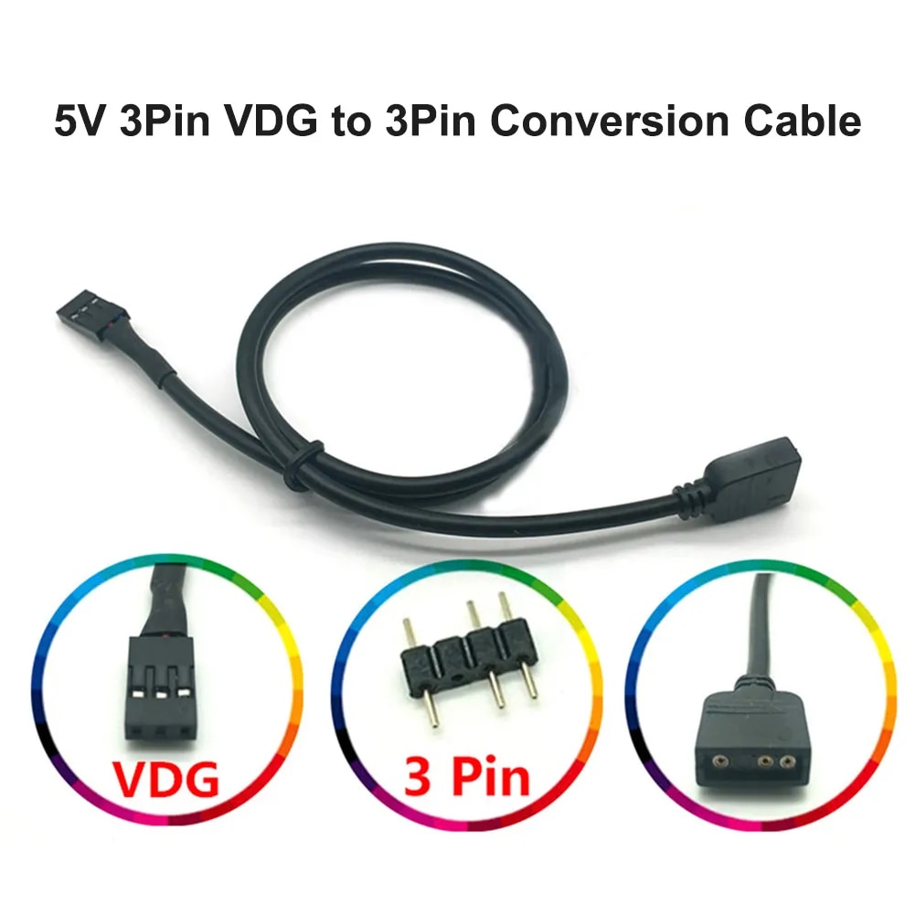 1pc 5V 3Pin VDG to 5V 3Pin ARGB SYNC Adapter Cable for Gigabyte Motherboard SYNC PC Chassis Cooling Fans Accessories