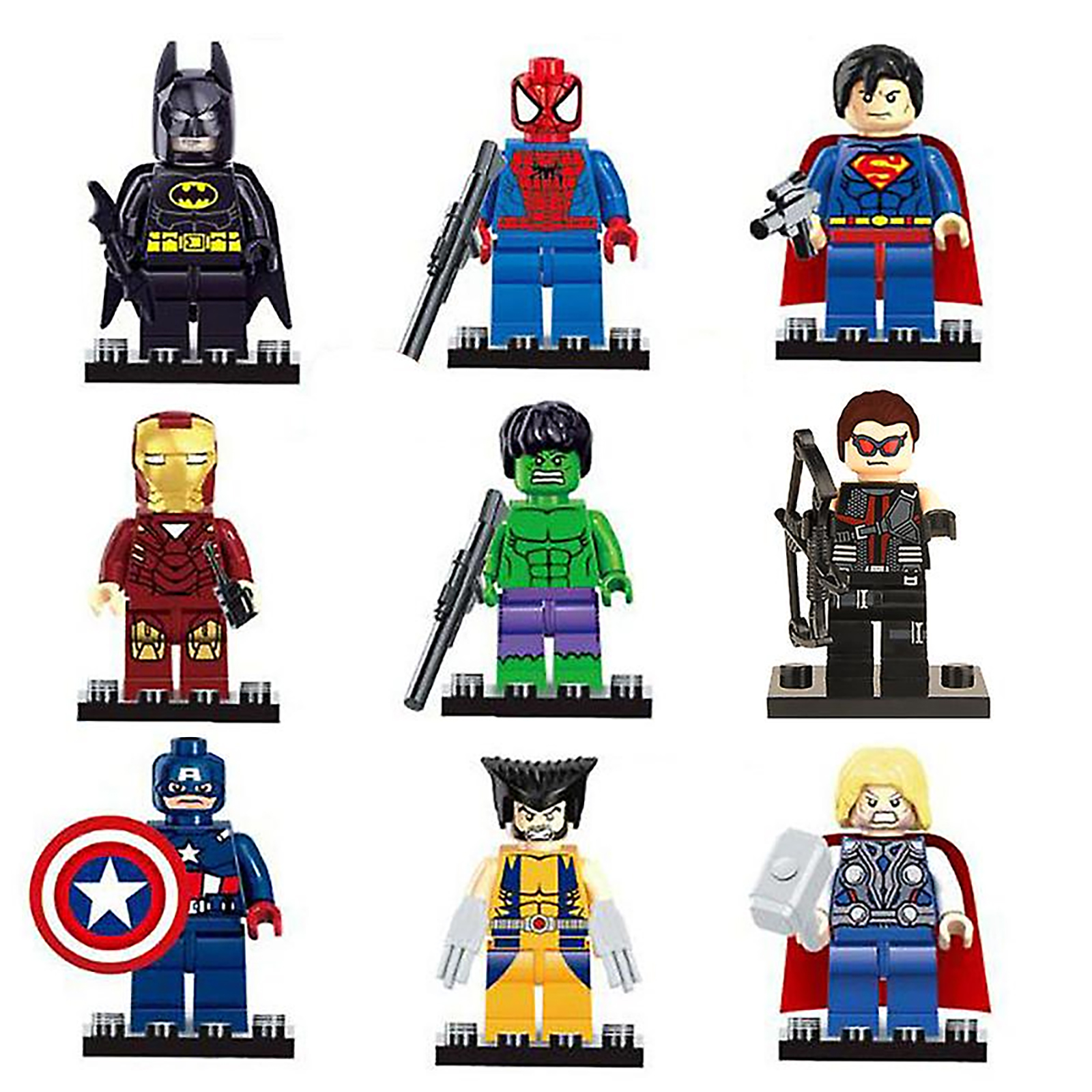 【Lejia】9 Pcs Marvel Avengers Hero Figures Dc Minifigure Gift
