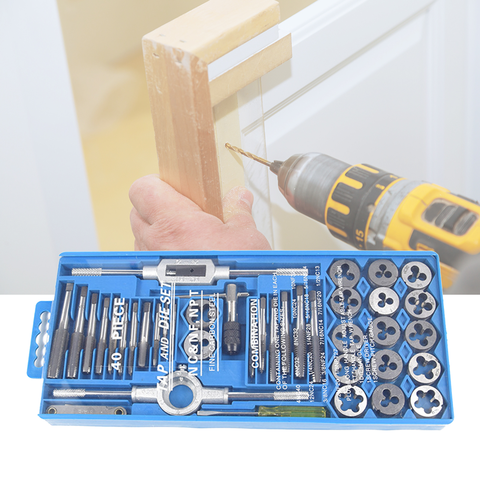40Pcs Tap Die Set High Hardness Stainless Imperial Threading Tool Renewing Tap Set for Tapping. 