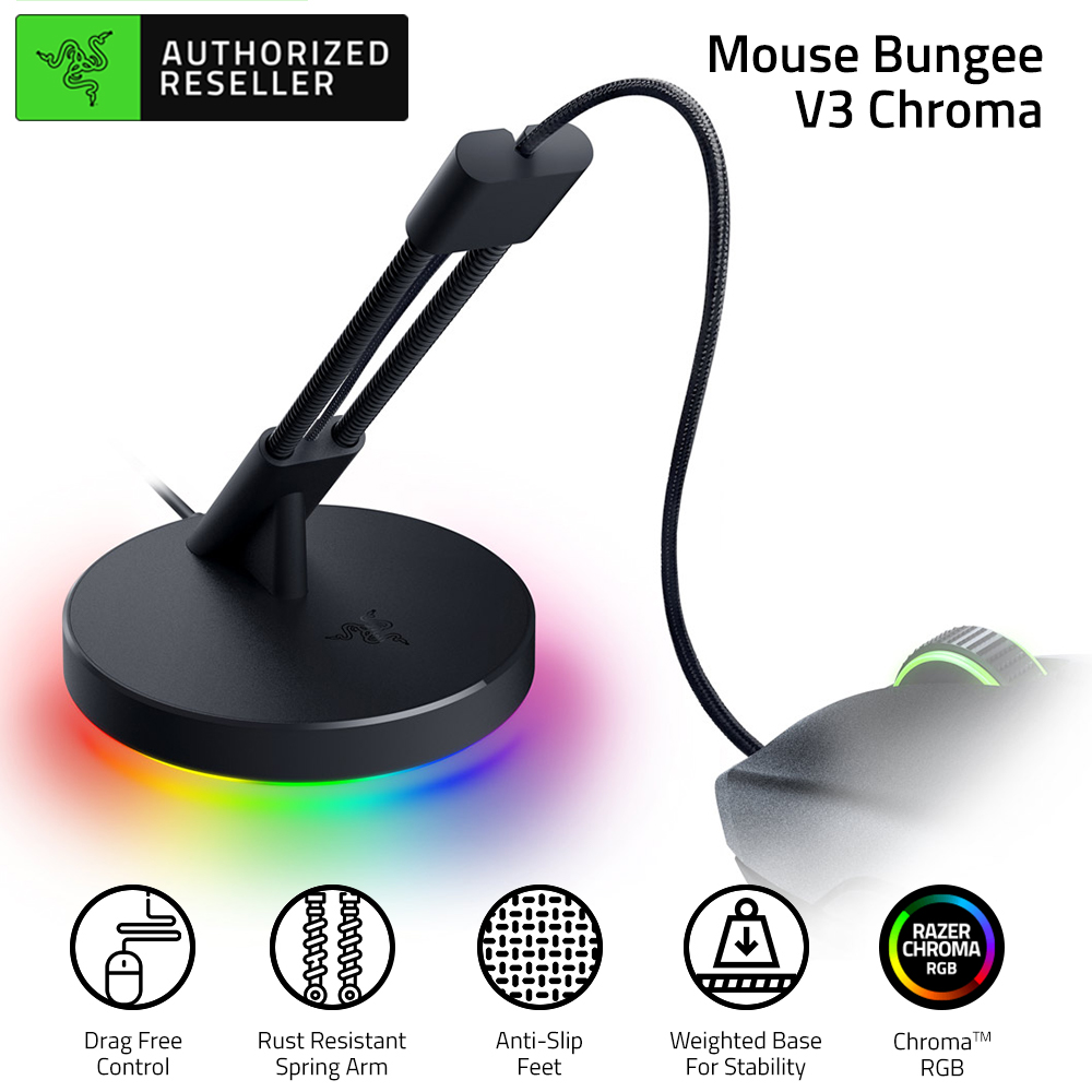 Razer Mouse Bungee V3 Chroma with Razer Chroma RGB Light Strip Spring Arm Weighted Non-slip Base Mouse Cable Organizer. 