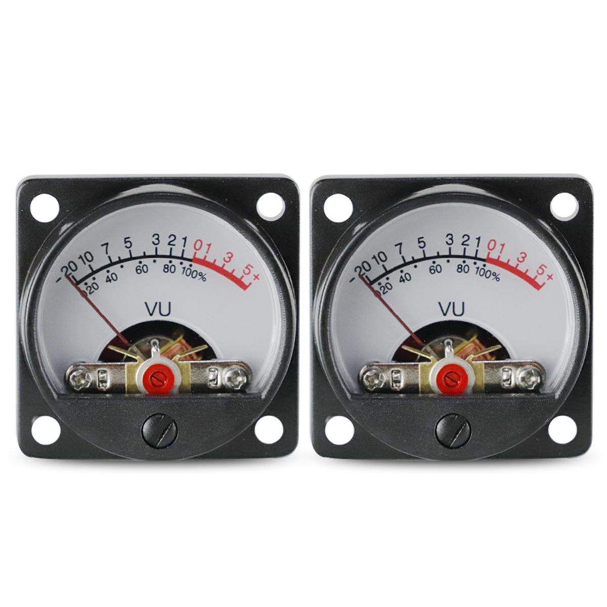 KOGEEK 2*500μA Panel VU Meters Double Volume Unit Level Meter Indicator with Back Light Plastic Shell 650Ohm Internal DC Resistance