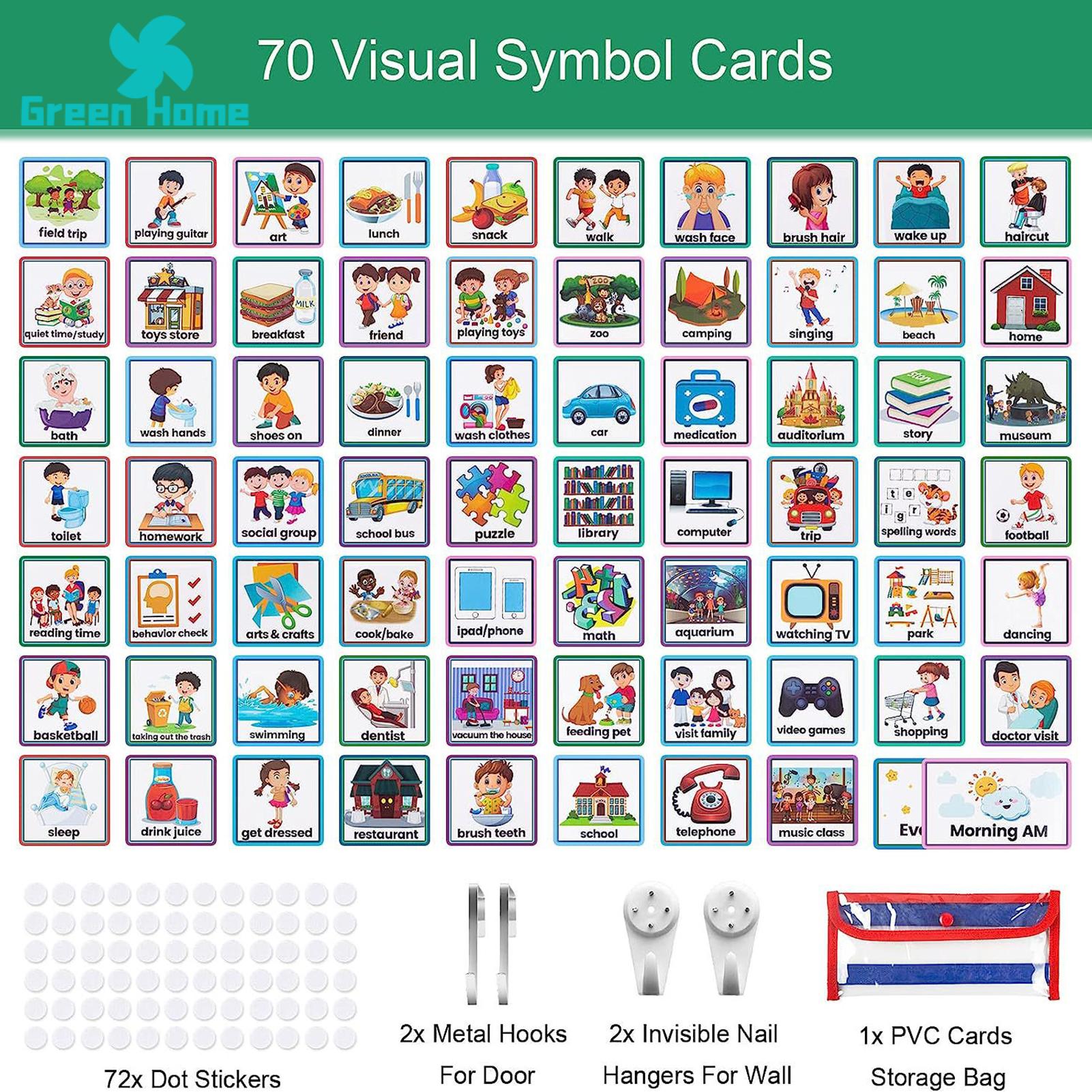 Visual Timetable Cards Calendar Kids Visual Schedule Chart 2-in-1 Daily Chore Routine Learning Tool Waterproof for Home School Children Interest. 