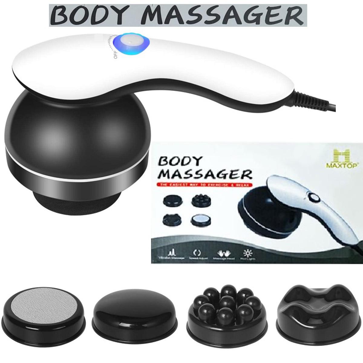 Electric Handheld Massager Deep Tissue - Portable Muscle Body Hand Massage Machine with 4 Vibrating Massage Heads for Back Shoulder Neck Arm Waist Legs Foot Pain Relief