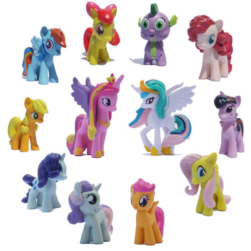 My Little Pony Figures Toys Mini Unicorn Fluttershy Rainbow Dash 12PC Bundle Set. 