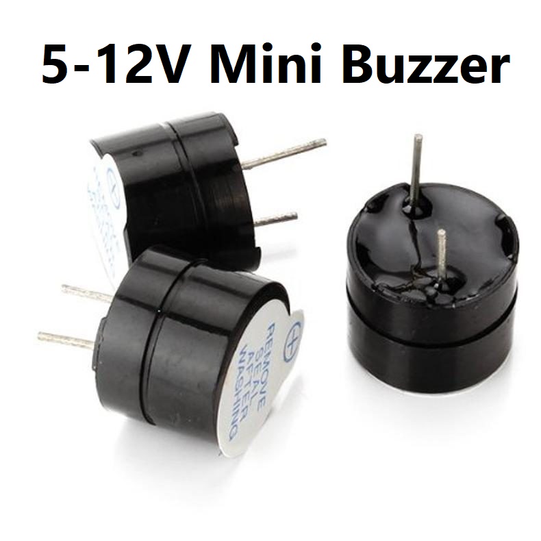 3Pcs- BALCK 12mm Diameter Universal Mini Buzzer Piezoelectric 3V 5V 12V ...