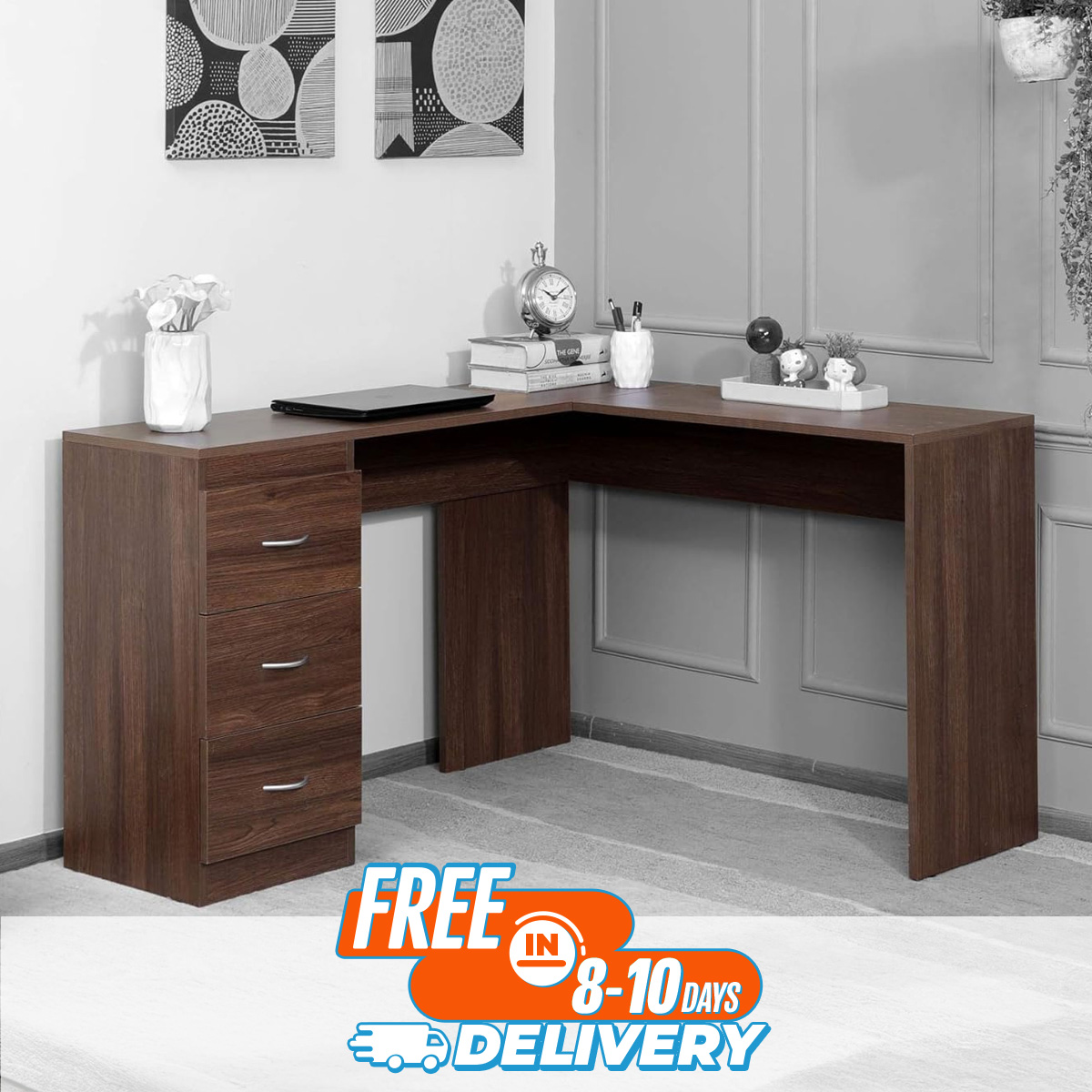 Andormahal (Melamine Laminated Board) L shaped Office desk/Computer desk/Reading table