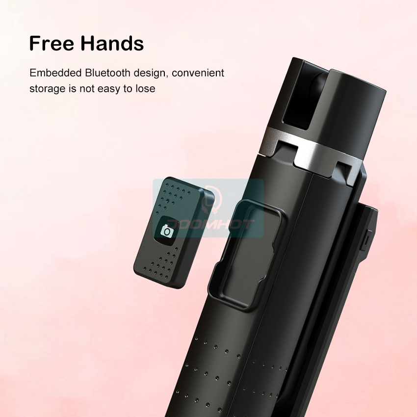 DoomHot P04 Bluetooth Selfie Stick Stretchable Holder Portable 3 Colors LED Fill Light Anti-Shake Stabilizer Adjust 360°Rotating Stand Holder Self-Timer Artifact Rod. 