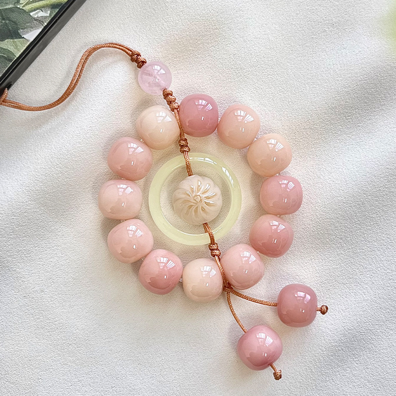 Natural Bodhi root mobile phone chain pendant, beaded U disk finger ring buckle, anti-lost bag pendant, mobile phone rope pendant wholesale