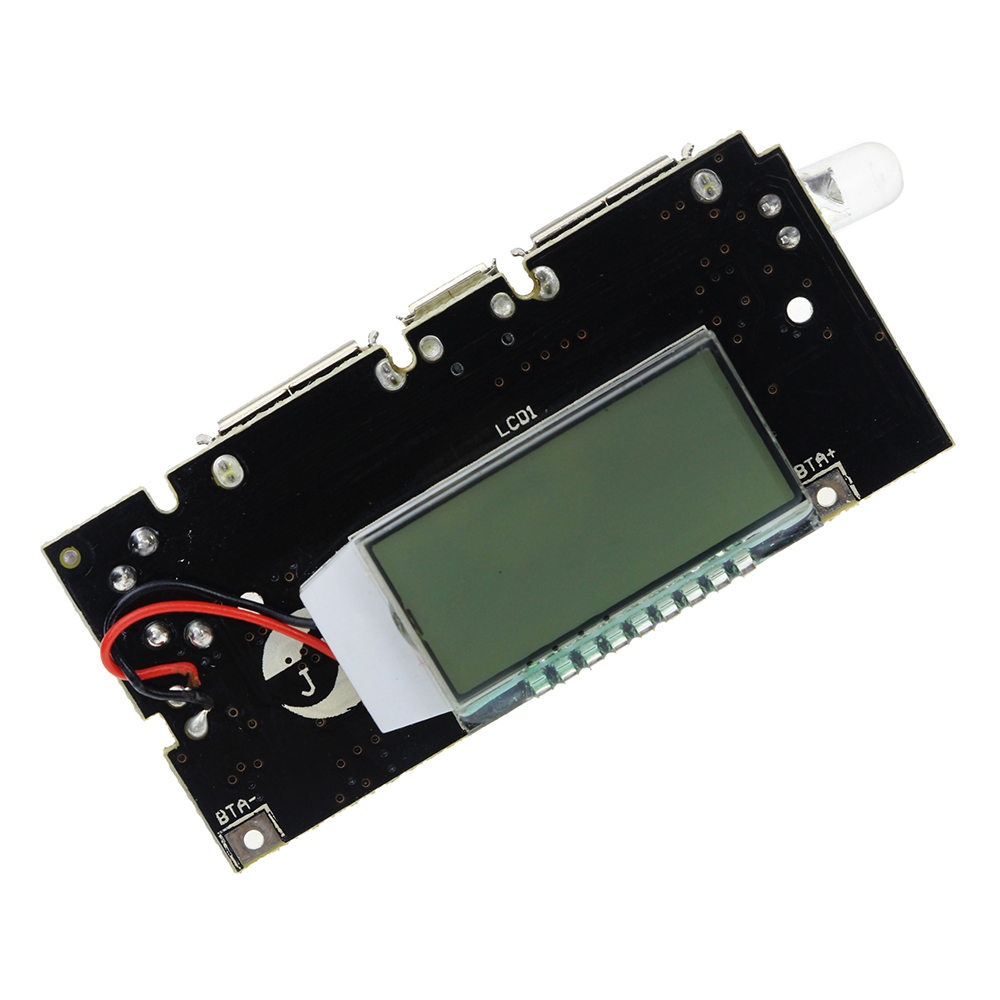 BLACK Power Bank Circuit With LCD Display Input DC 5V 2A Micro USB Socket Output DC 5V 2.1A 1A Dual USB Flash Light & BMS Protection Lithium Battery 3.7V 18650 Battery Mobile Smart Phone Charging Module. 