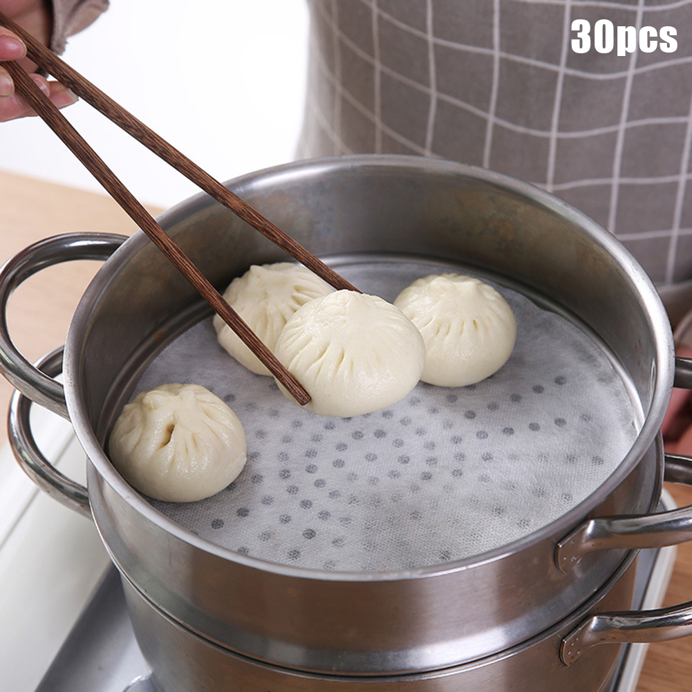 30Pcs Kitchen Disposable Nonstick Steamer Bun Paper Dumplings Pad