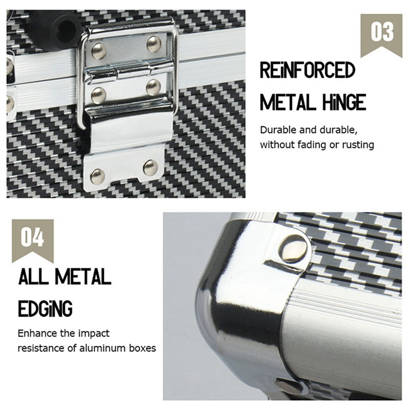 Carbon Fiber Tool Box Aluminum Tool Case Suitcase Equipment Hard Carry Bag Instrument Hard Case Portable Toolbox Easy to Use A. 