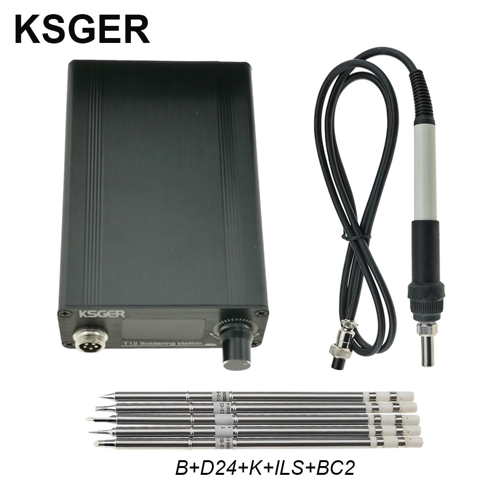 KSGER T12 Soldering Station STM32 OLED V2.1S Digital Electric Controller Aluminum Alloy DIY Kits Welding Tools T12 Iron Tips. 
