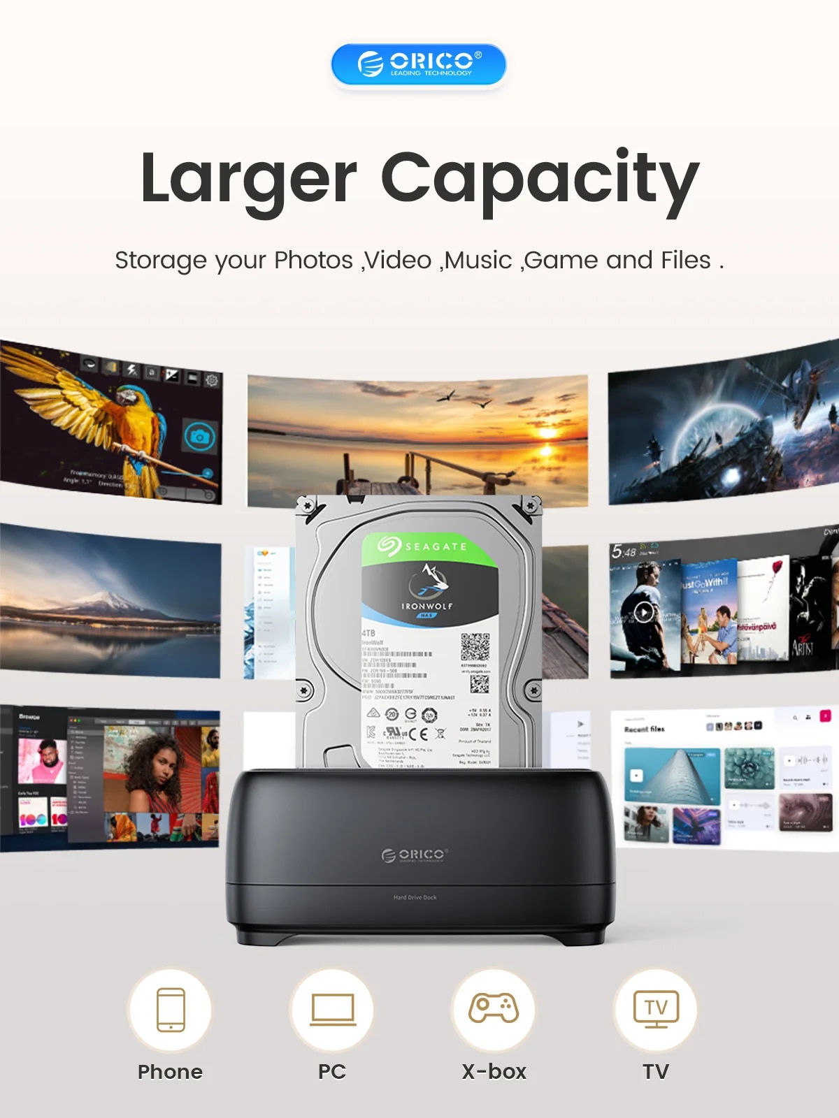 ORICO SATA to USB3.0 Hard Disk Docking Station for 2.5" 3.5" SSD Disk Case 5Gbps Speed HDD Docking Station Hard Drive Enclosure. 