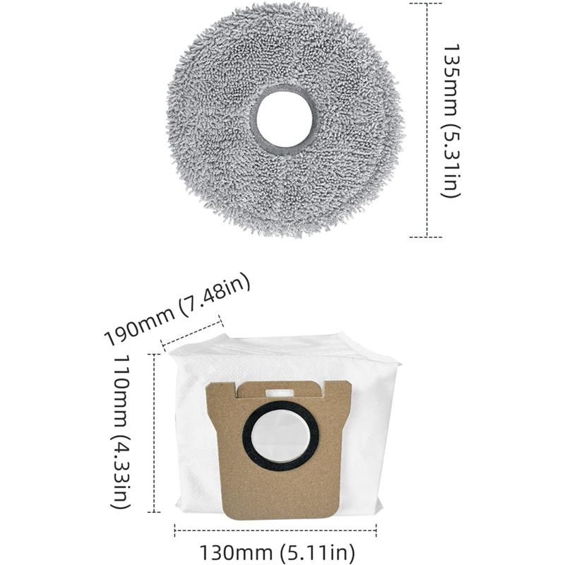 Replacement Parts Compatible for L10S Ultra / L10 Ultra Robot Vacuum Cleaner Replacement Parts Main Brush,Dust Bags