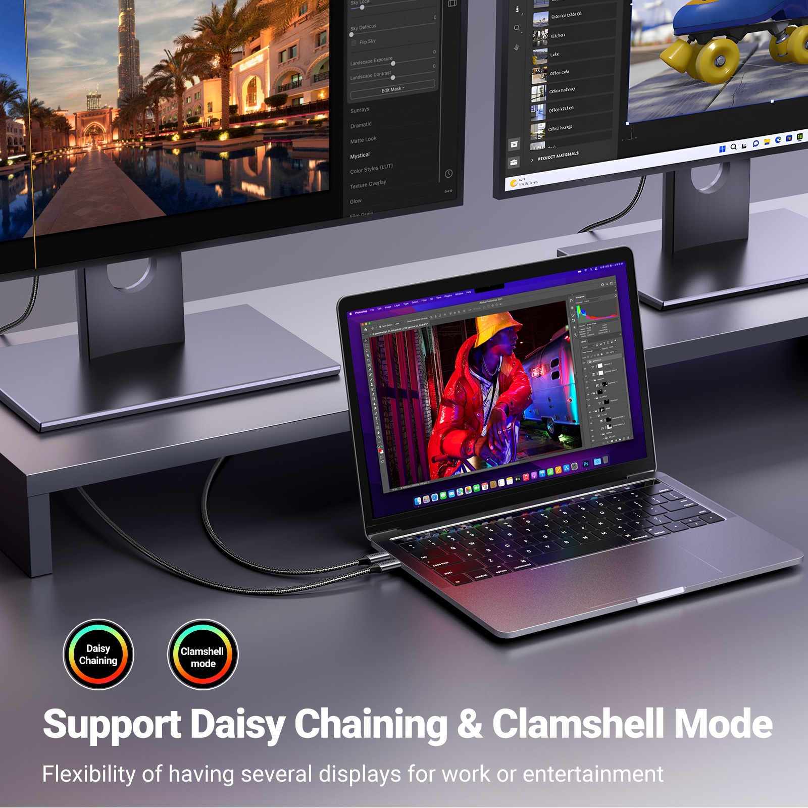 UGREEN USB C to DisplayPort Cable 8K@60Hz DP1.4 Thunderbolt to DP Cable with HDR, VRR ALLM, for MacBook Pro, Mac Mini, iPad Pro, Surface, Galaxy. 