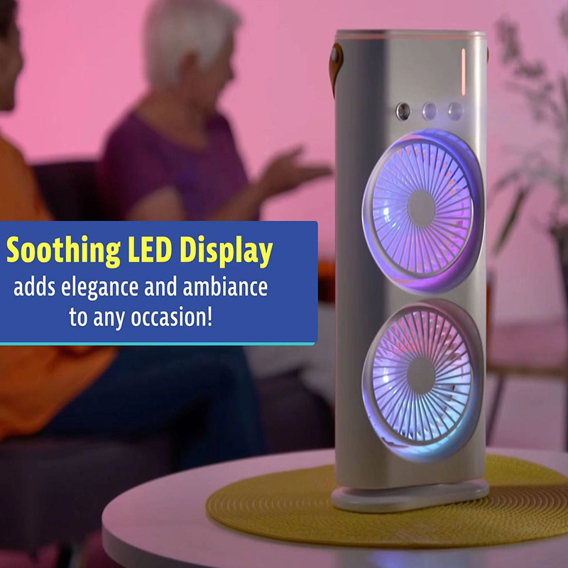 Rechargeable Double Ended Spray Fan with Remote Control, Portable Air Cooler with LED Light Air Humidifier. 