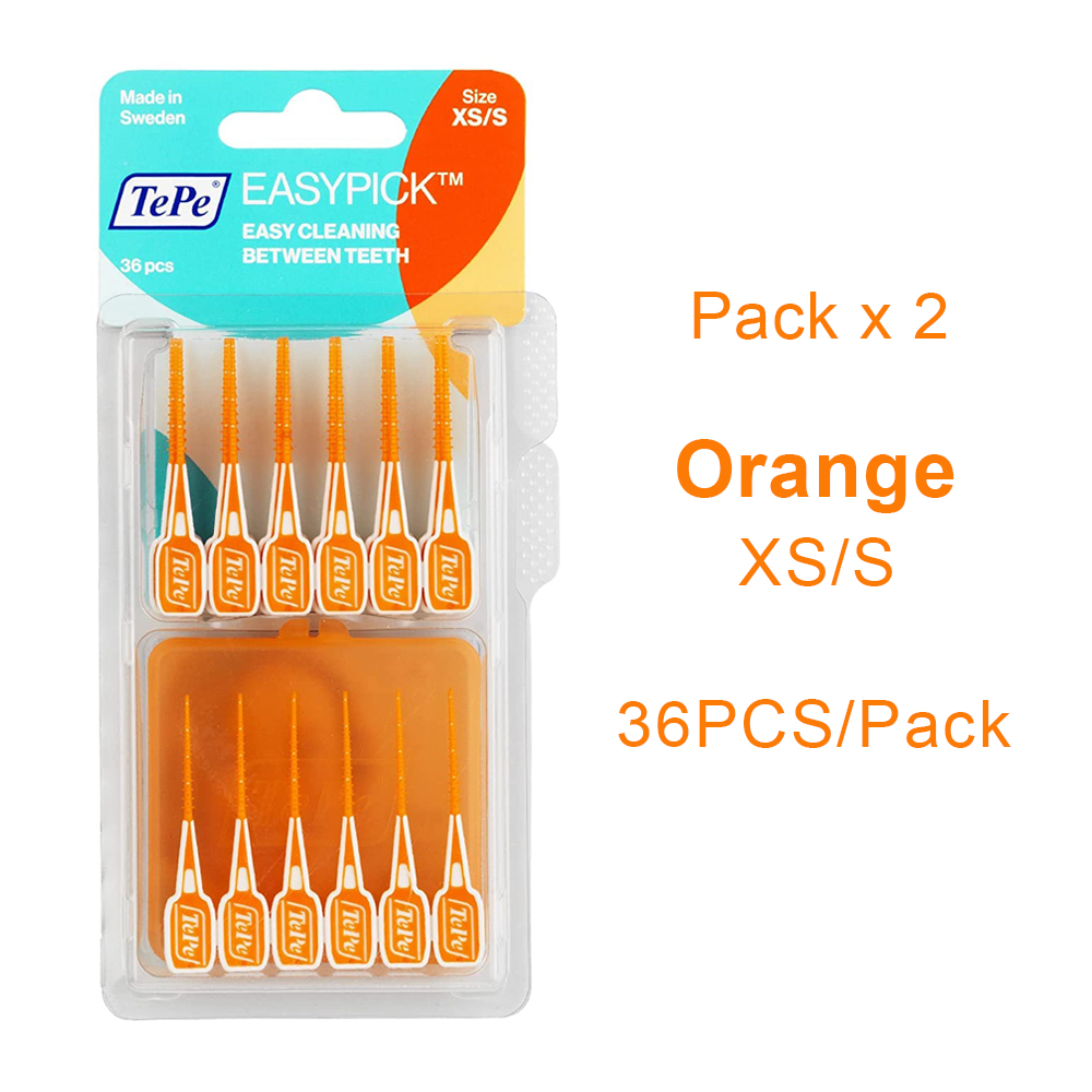 Tepe Easypick Toothpicks Orange 36 Pack XS/S Size Dental Soft Floss Picks Silicone Gum Stick Teeth Interdental Cleaning Tools. 