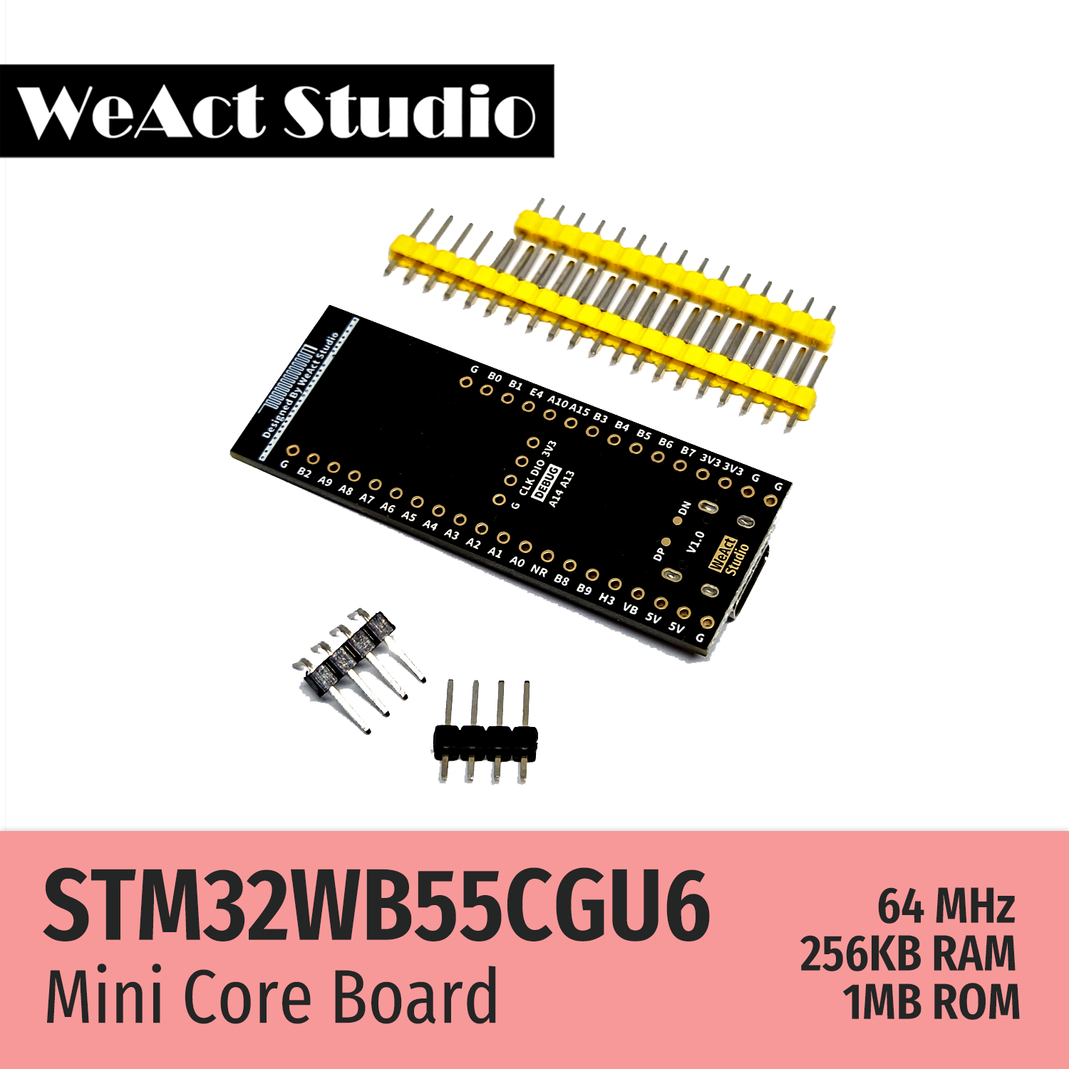WeAct STM32WB55CGU6 STM32WB55 STM32WB STM32WB55CG BLE-5.4 802.15.4 Zigbee Thread Matter USB AES-256 Core Board Demo Board. 