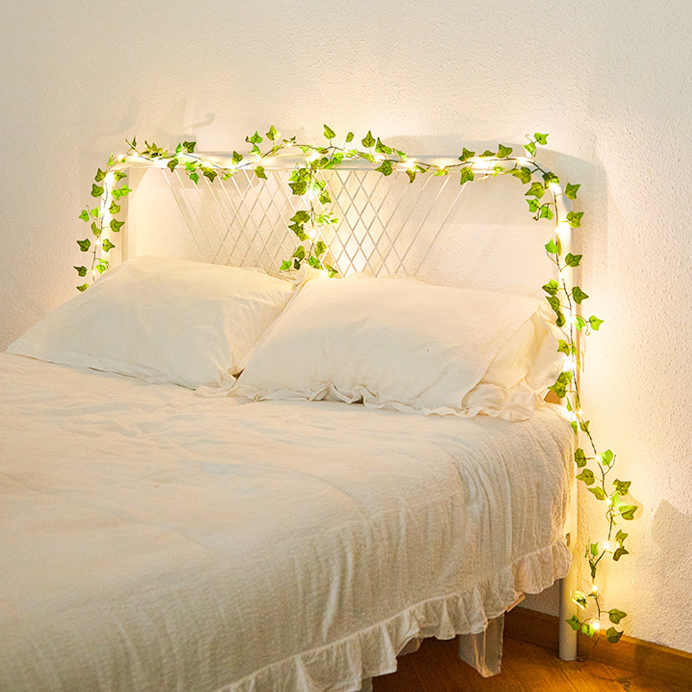 Artificial Silk Leaf Garland, Battery Operated LED, Fairy String Lights