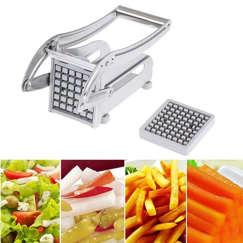 Commercial Stainless Steel 2-Blade French Fry Cutter Machine, Potato Chipper, Fries Slicer, Multi-Function Home Potato Chopper for Vegetable, Fruit. 