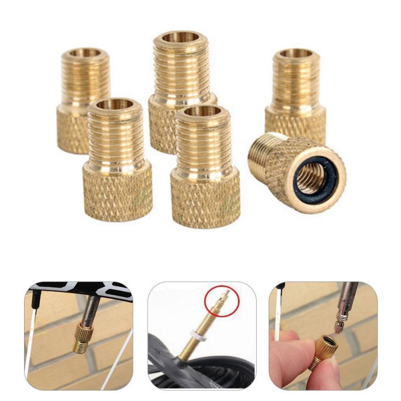 5PCS Valve Adapter Pump Convert Presta To Schrader Copper Valve Adaptor Wheels Gas Nozzle Tube Tool Bike Bicycle Accessories. 