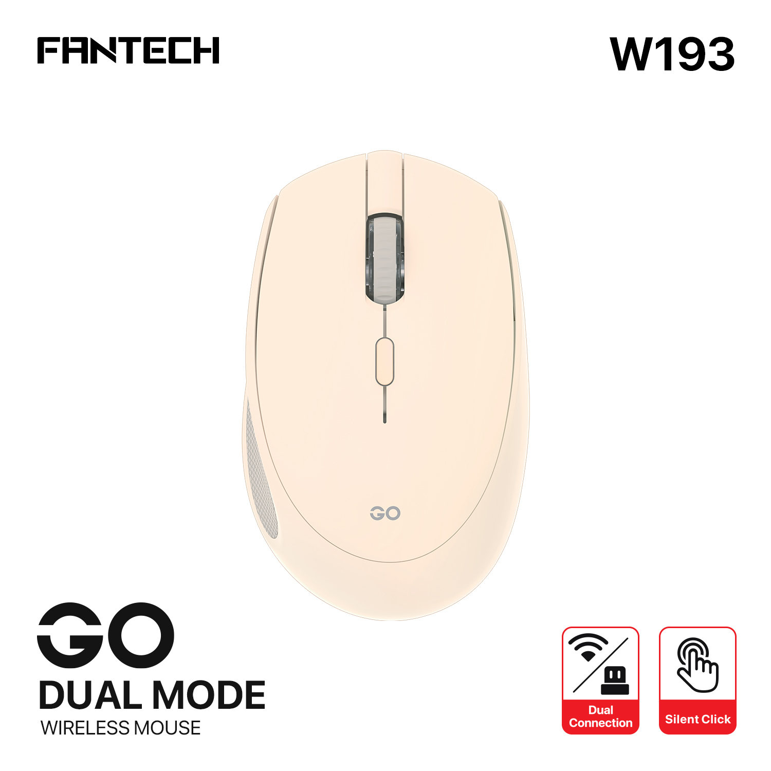 FANTECH GO W193 DUAL MODE WIRELESS BLUETOOTH Mouse With 2.4 GHz Wireless Connection Adjustable DPI 1600 Ergonomic Design For Gaming Gammer Office Home AA Battery Included