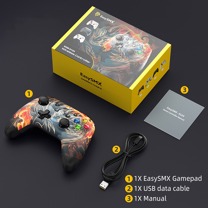 EasySMX 9124 Bluetooth Game Controller, Wireless Gamepad Joystick Compatible with Nintendo Switch, PC, Smart TV, Phone. 