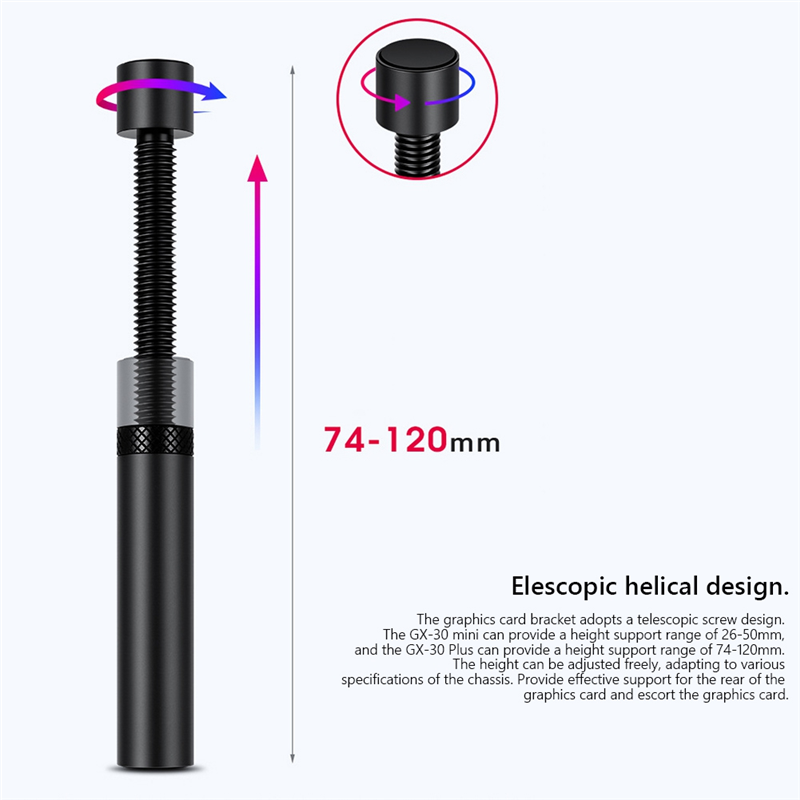 Graphics Card GPU Holder Support Adjustable Telescopic Rotary Screw Aluminum Alloy Video Card Sag Bracket Desktop(Mini)