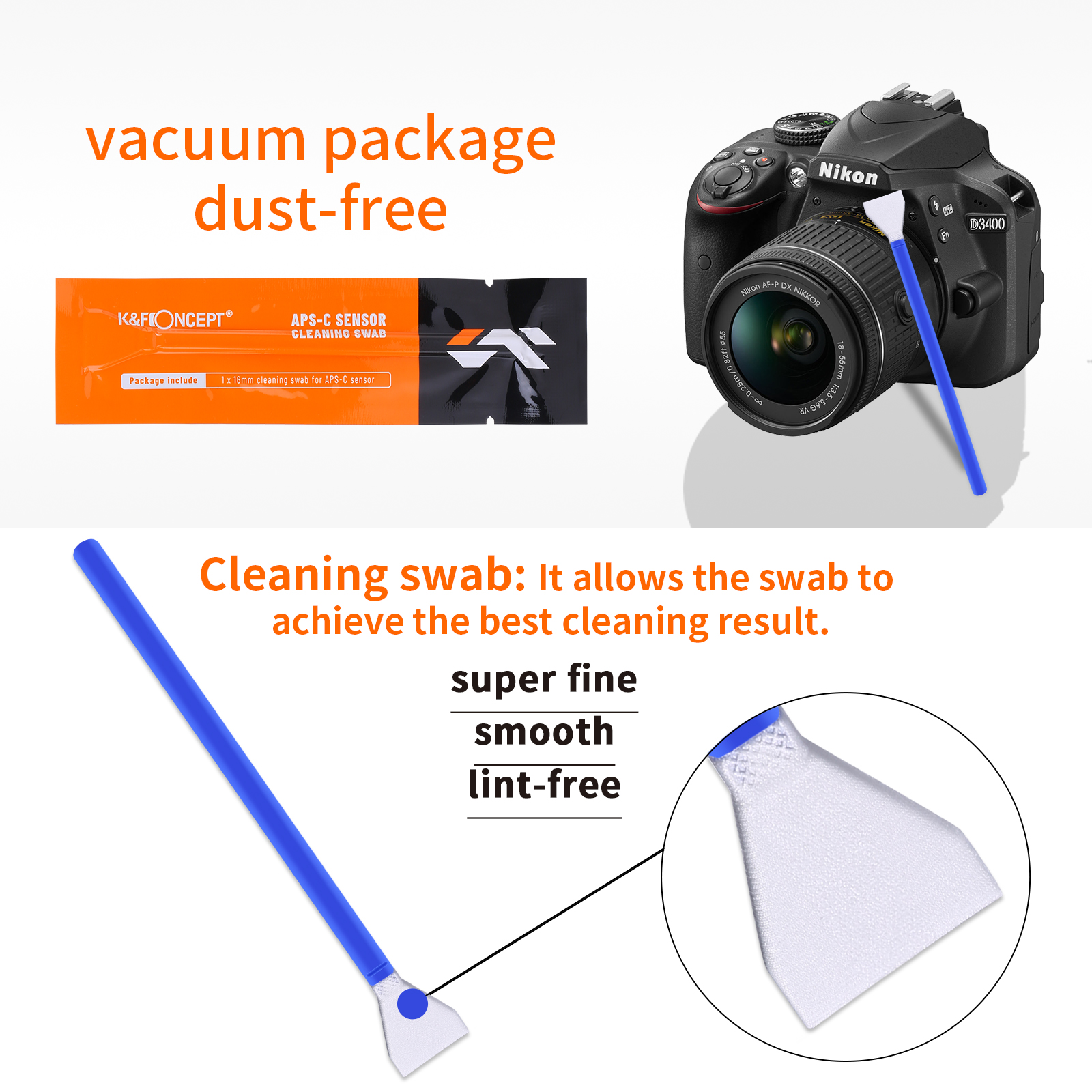 K F Concept Sensor Cleaning Swab Kit Full-Frame Sensor APS-C Format Clean Stick Clean Stick Set for Nikon Canon Sony DSLR Camera. 