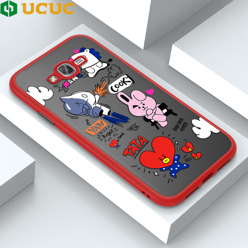 UCUC for Samsung Galaxy J7 2015 J700 J7 Core Back Cover BTS Anthropomorphic Image Frosted Transparent Hard Phone Case Thin Shockproof Full Cover Camera Protect Case. 
