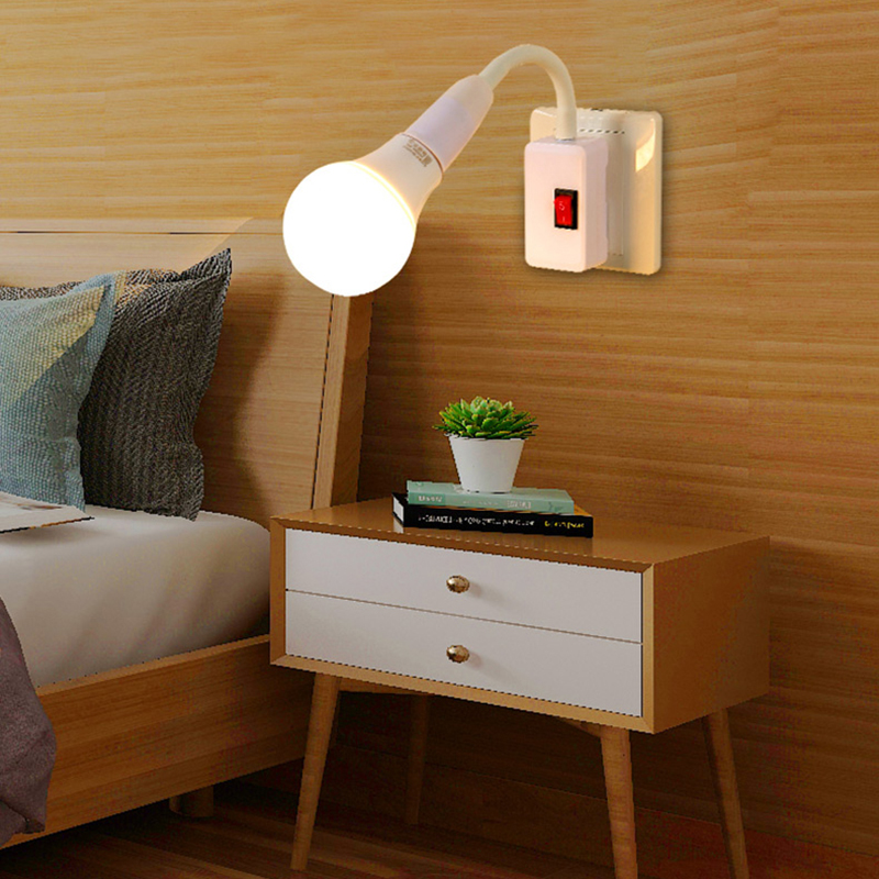 E27 Bulb Socket Lamp Base Holder Led Light Flexible Bend Adjustable Rotating Lamp Holder Light Bulb Adapter Plug Switch 1Pcs. 