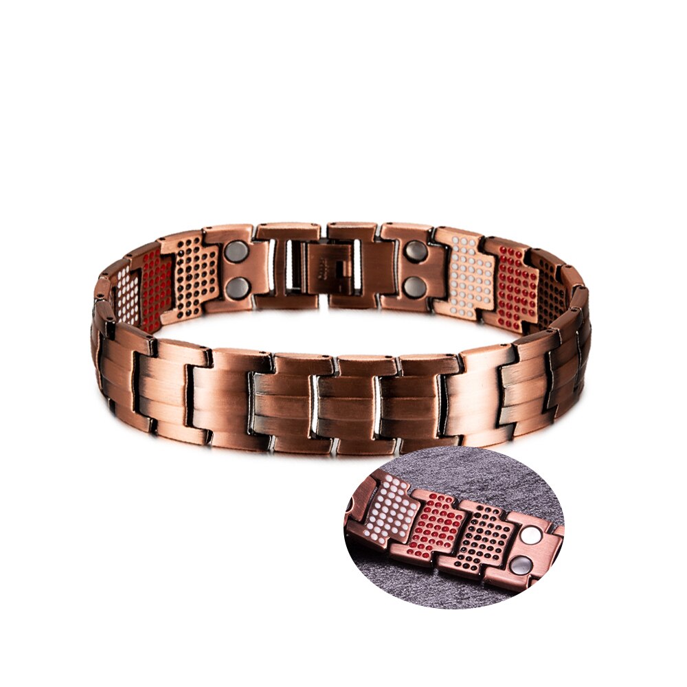 【VisioN Shop】Copper Magnetic Bracelet Pain Relief for Arthritis 15mm Wristband Magnetic Therapy Bracelet Homme Health Energy Bracelet for Men
