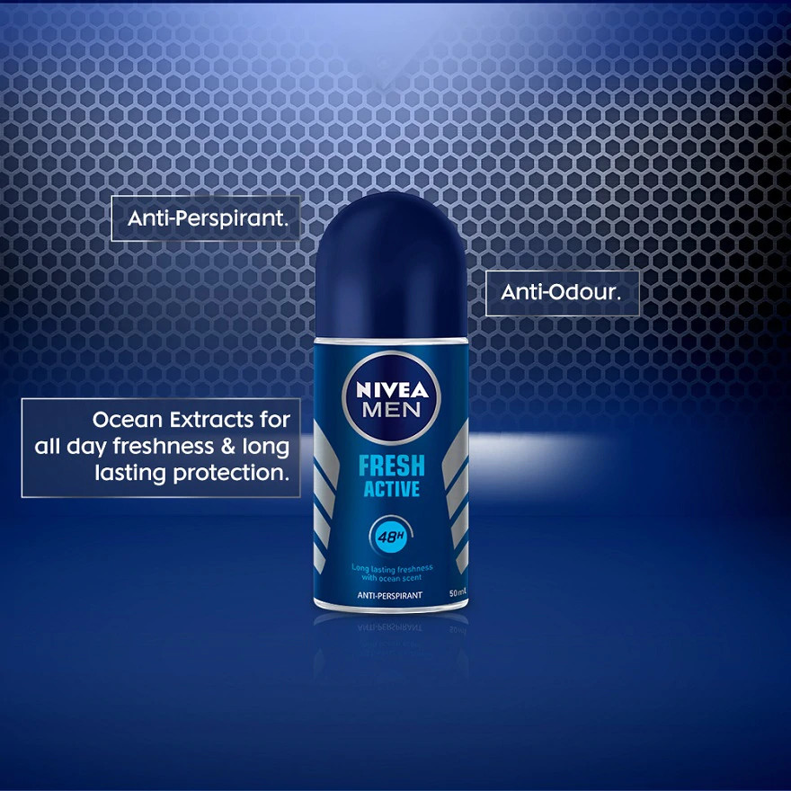 NIVEA Male Deodorant Roll On 50ml Fresh Active
