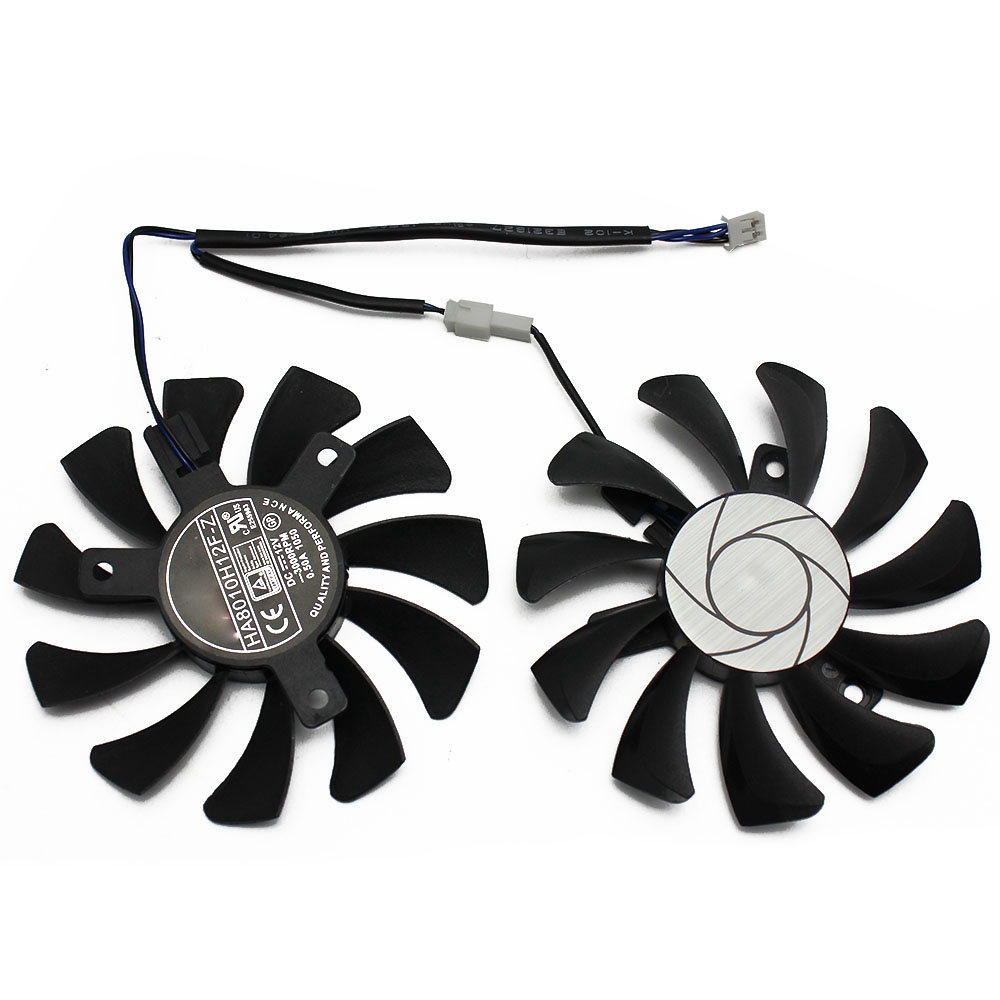 HA8010H12F-Z 75MM 2Pin GTX1050Ti GPU Cooler DUAL Fan for MSI Geforce GTX 1050Ti GTX-1050-Ti-4GT-OC(2Pcs). 