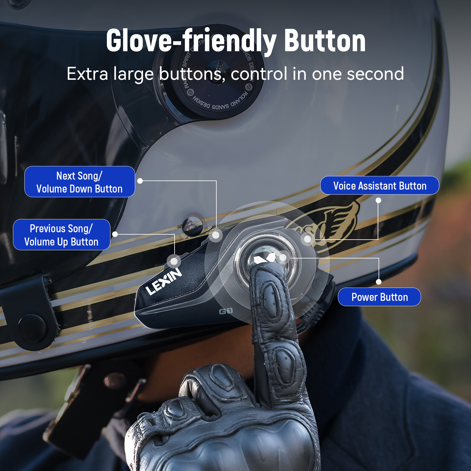 2024 New Lexin G1 Motorcycle bluetooth headsets for helmet,Bluetooth 5.0,High Definition Speakers ,Sound quality upgrade. 