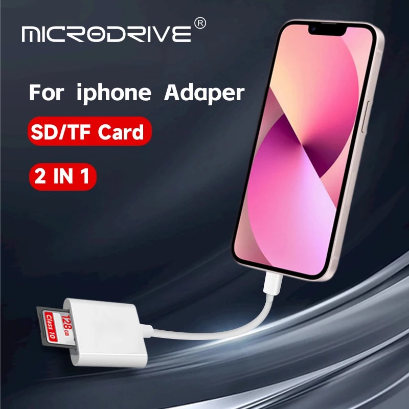 2 in 1 Lightning USB HUB Card Reader for Miro Mini SD card / SD card Flash Adapter / Card Reader with 2 Slot for iPhone/iPad. 