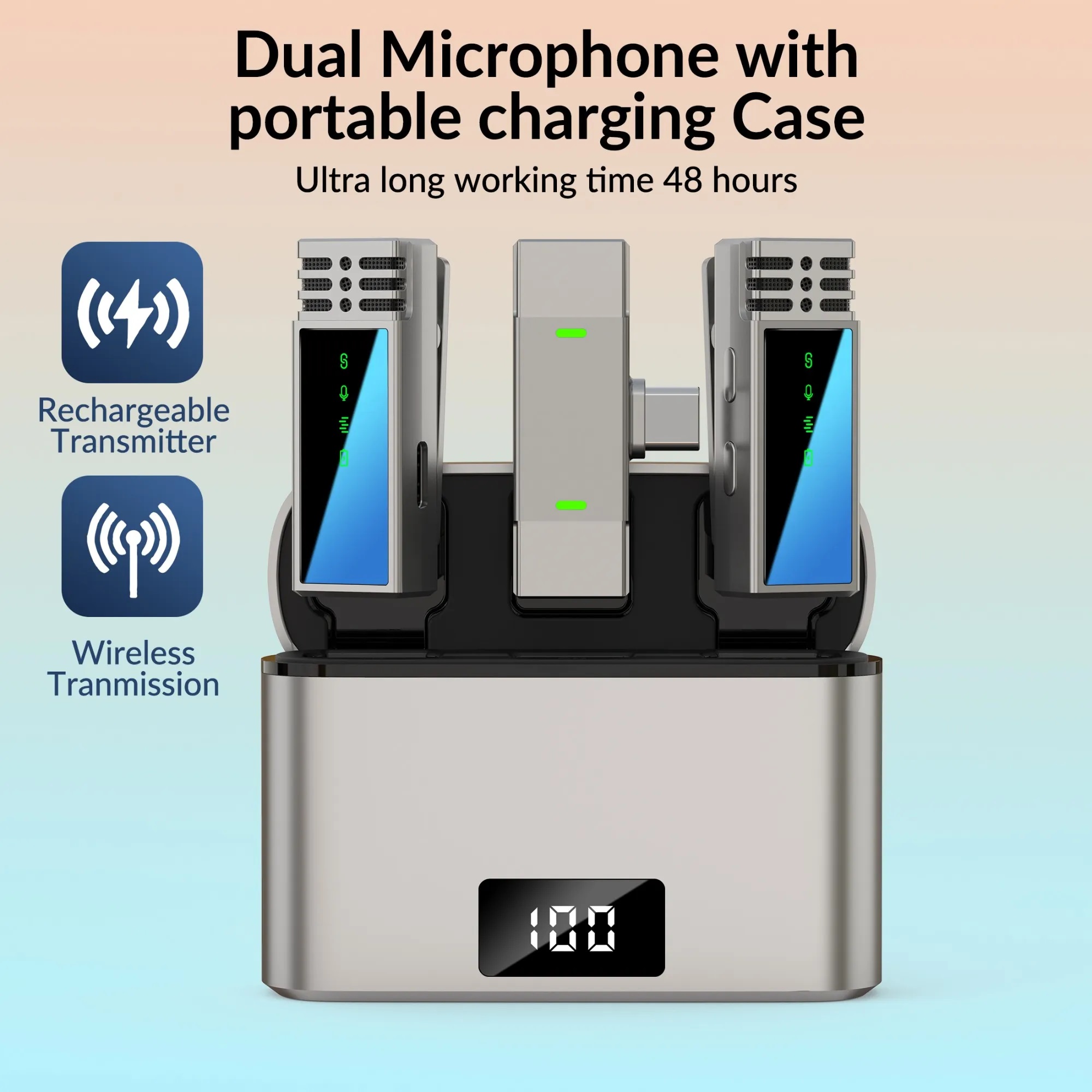 Jmary MW-15 2.4GHz Dual Wireless Microphone For Mobile Available in USB-C With Charging Case