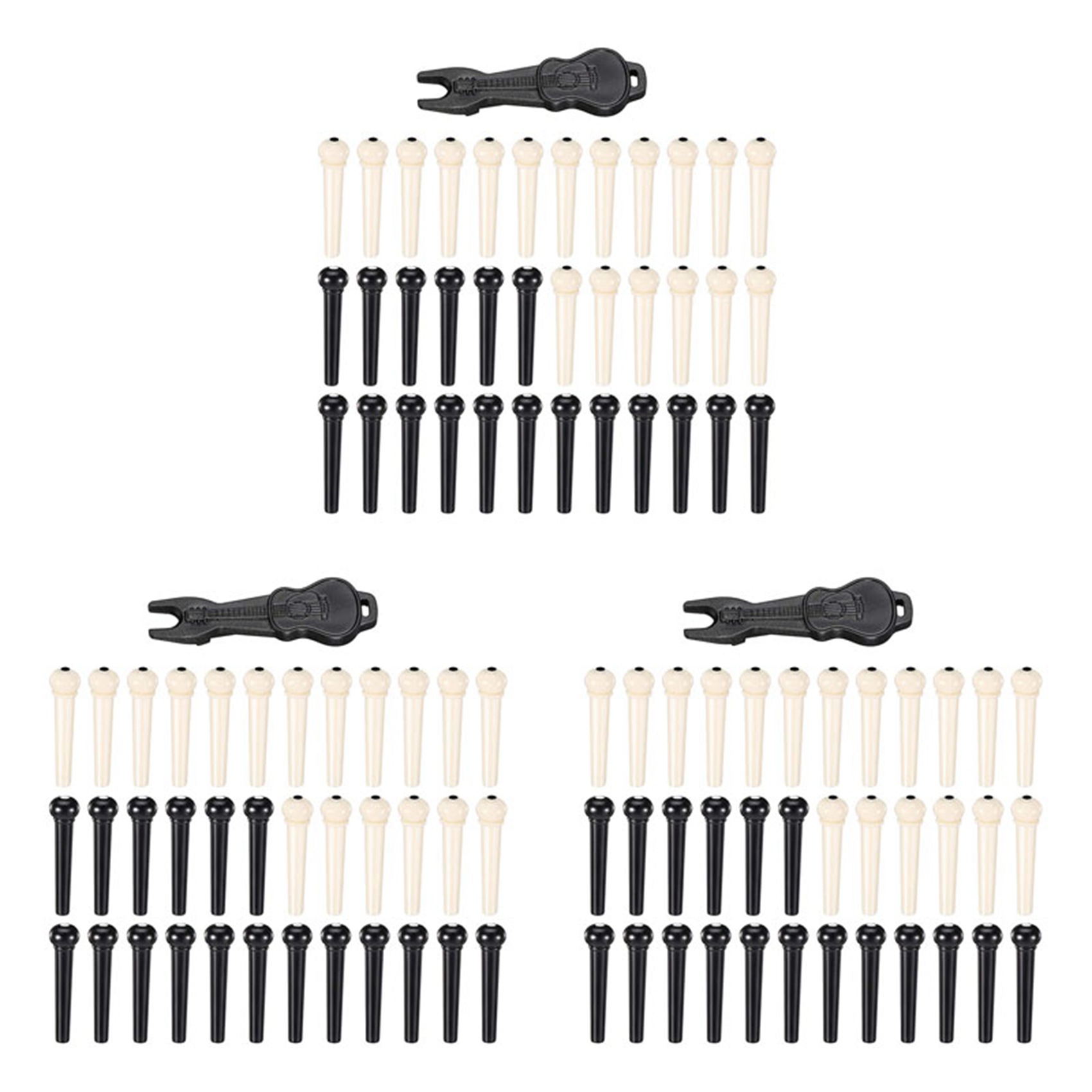 108 Pieces Acoustic Guitar Bridge Pins Pegs in White and Black with 1 Piece Bridge Pin Puller Remover in Guitar
