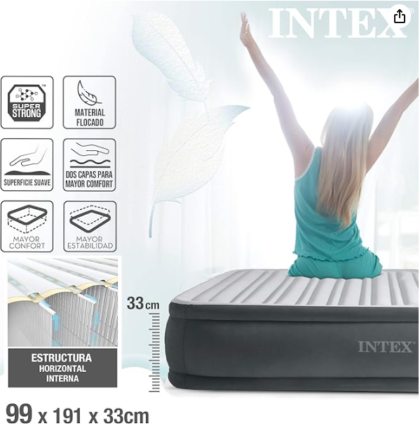 New Intex Dura-Beam Deluxe Series Comfort Plush Twin Airbed With Fiber-Tech Technology - 67766. 