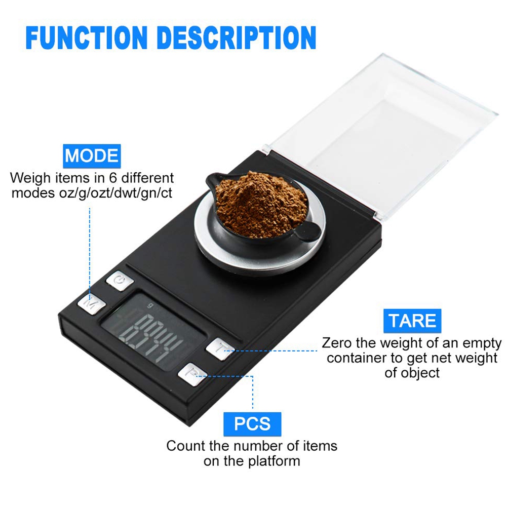 Digital Milligram Scale 100G/0.001G,High Precision Mini Carat Jewelry Scale for Pocket Scale with Calibration Weight. 
