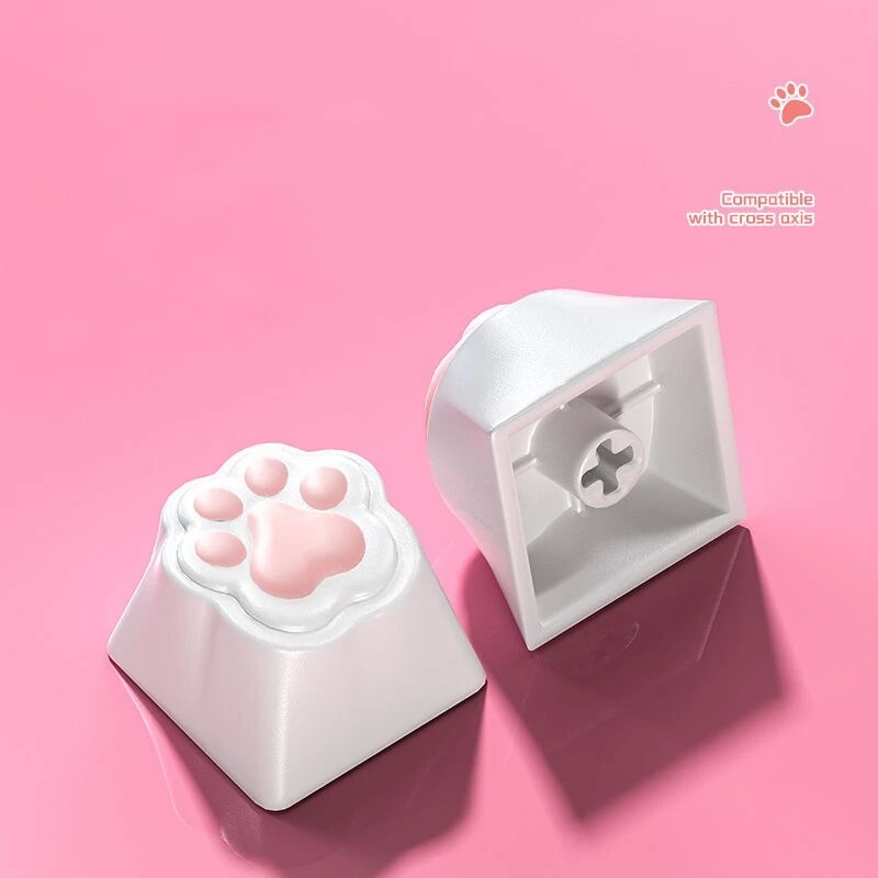 ZIFRIEND 4Pcs Cute Cat Paw Keycaps for Mechanical Keyboard Cherry MX Switch DIY Custom Silicone Key Cap Artisan Pink Color. 