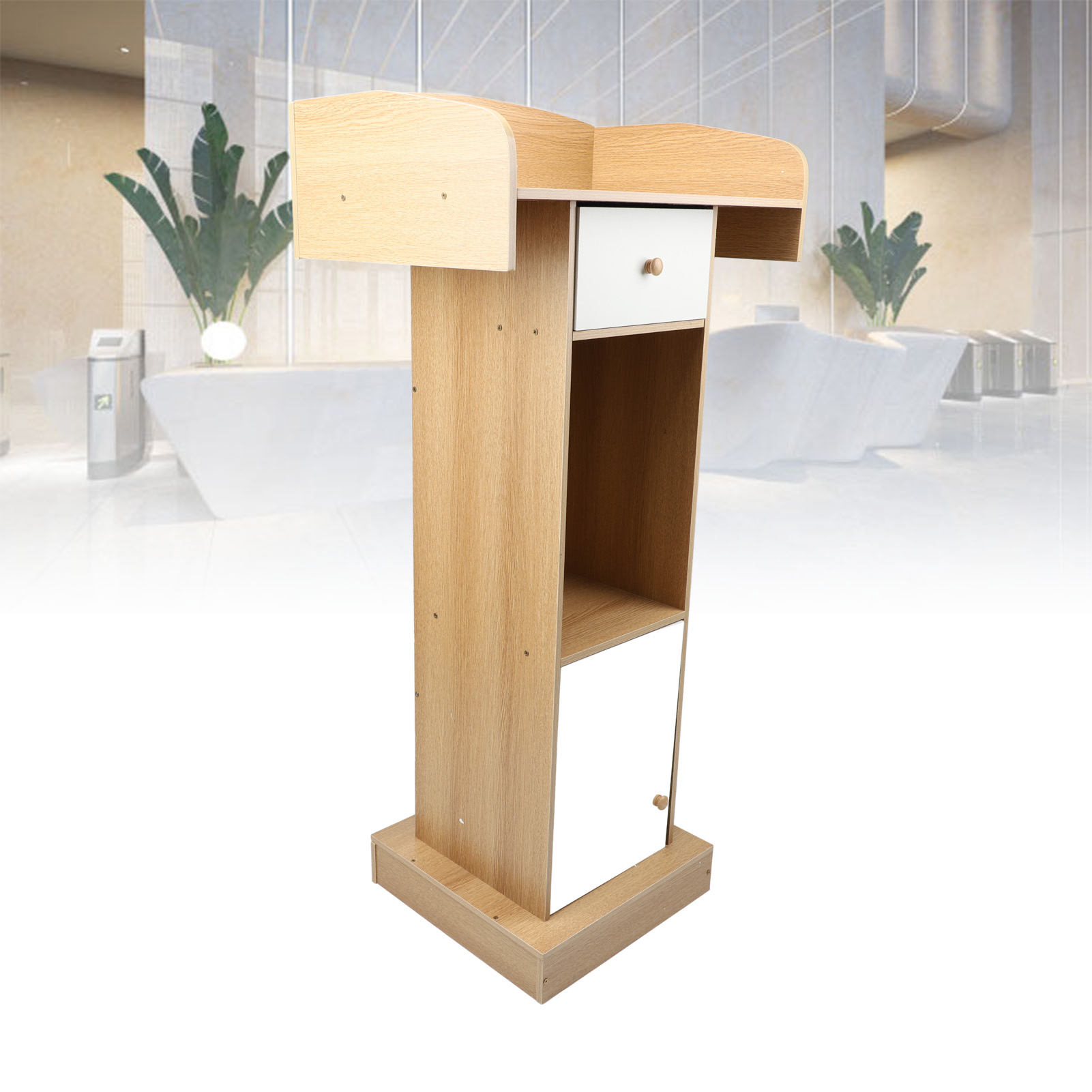 Reception Desk Multi Layer Storage Podium for Wedding Speeches. 