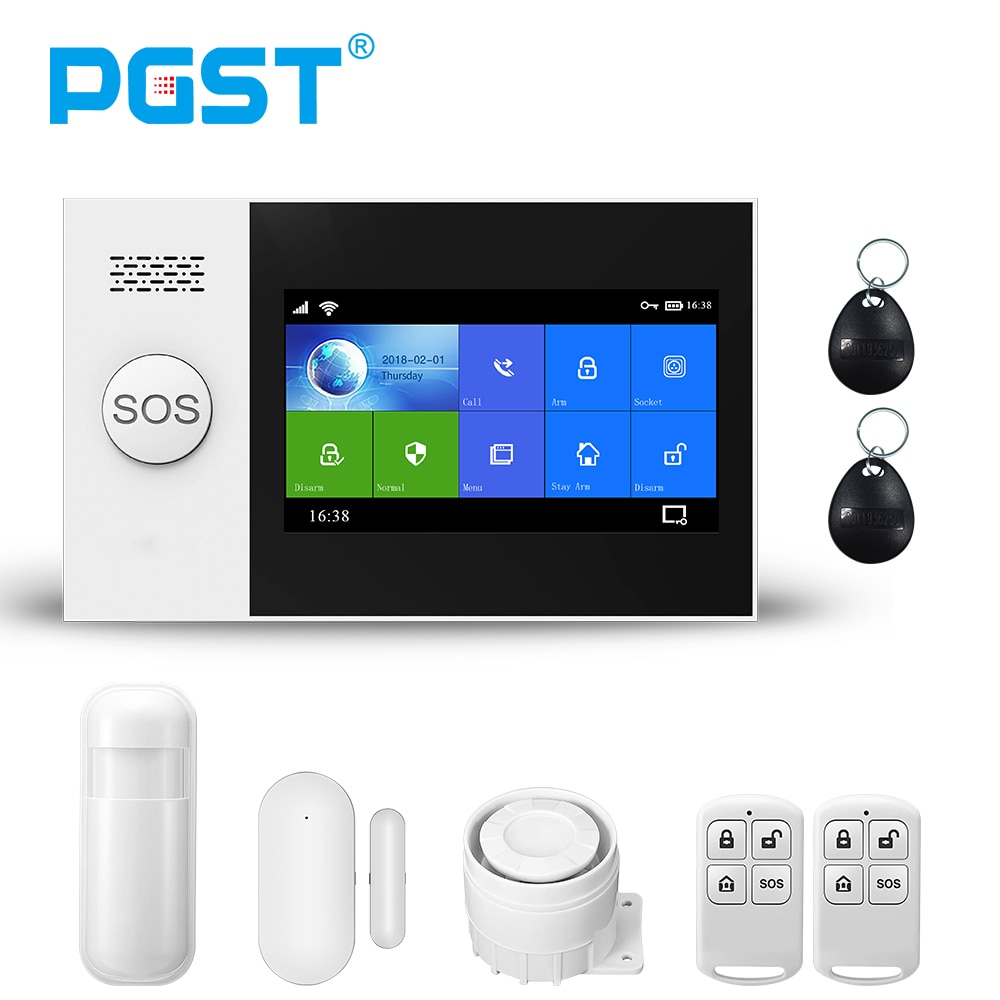 PGST PG-107 Tuya Wireless Home WIFI GSM Home Security With Motion Detector Sensor Burglar Alarm System APP Control Support Alexa. 