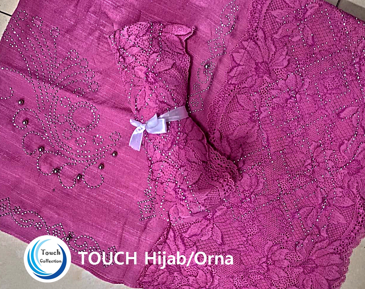 Premium Quality Hijab/Orna Cotton Club with Laise and stone Summer Comfortable Design Size: 76 x 30 inchs Imported Item