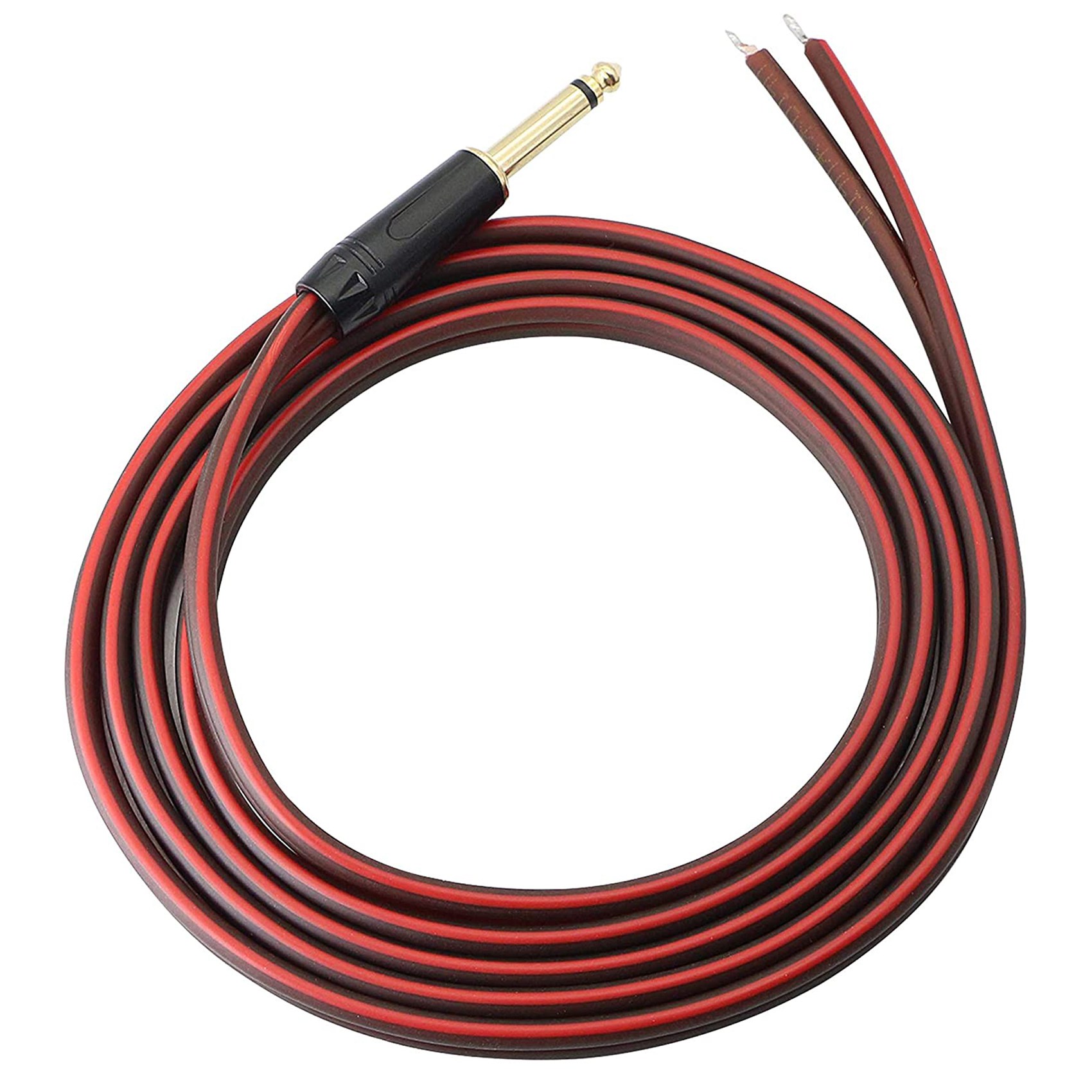 1/4 TS to Speaker Bare Wire,Audio Cable to 6.35mm Male Mono Adapter Replacement Open End -Plated OFC HiFi TS Speaker. 