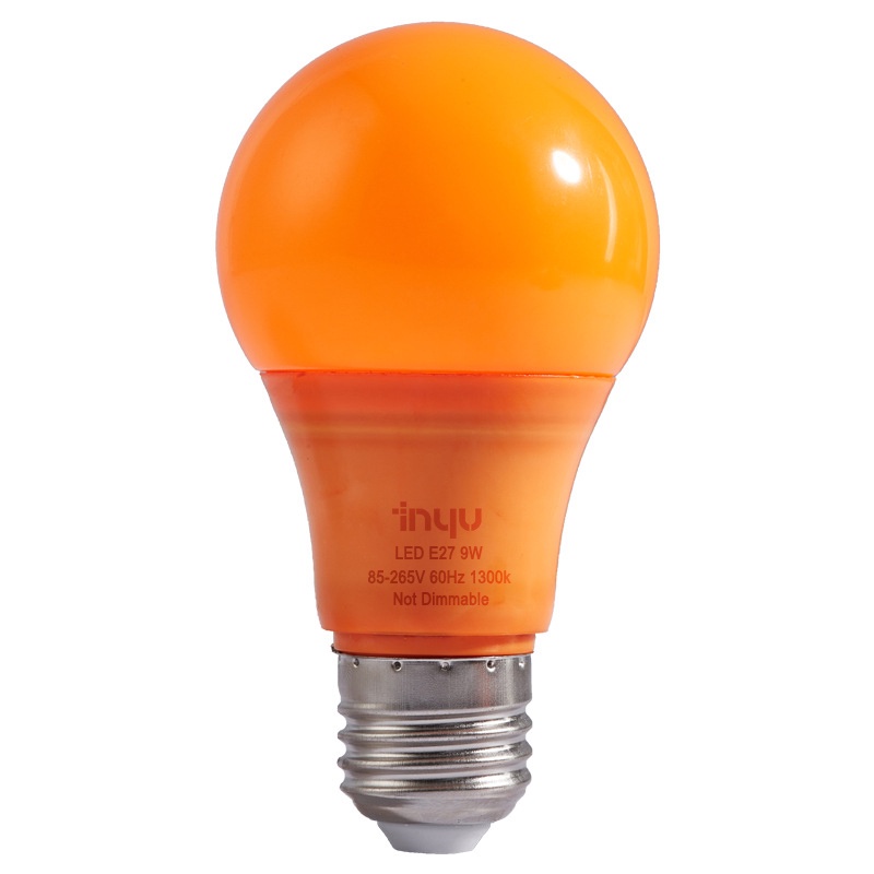 Bug Light Bulb Yellow LED Bulbs, Outdoor Porch Lights, Amber Bedroom Night Light Bulb A60 Bugs LED Bulbs, Warm LEDs Hallway Lighting Decorative Lamps,40W Equivalent E27 Edison Bulb(9W). 